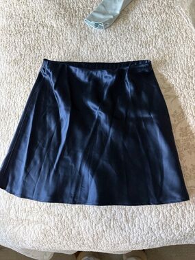 Reformation navy blue silk mini skirt